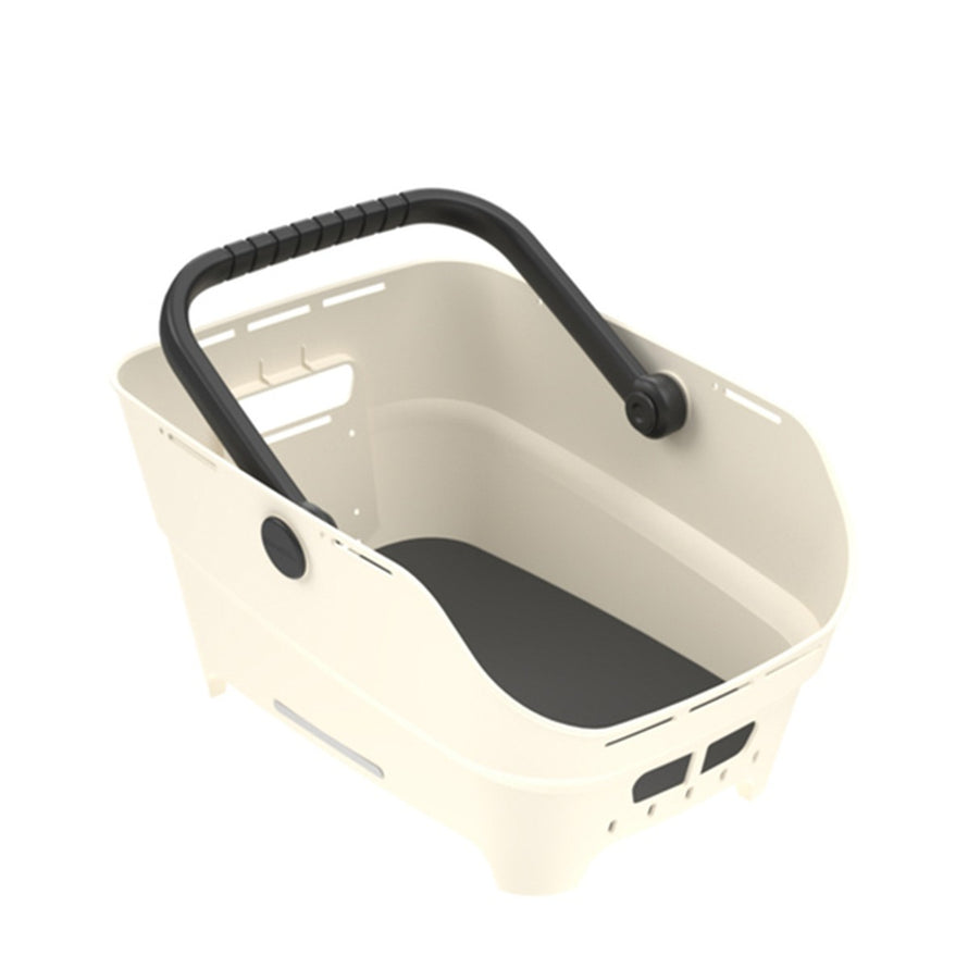 Panier Basil Cento Neo ivoire avec poignée noire ergonomique, idéal pour transporter objets et courses en ville