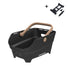 Panier Basil Cento Neo noir avec poignée taupe et accessoires de fixation, pratique pour vélo urbain