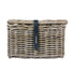 Panier avant Basil Dax en rotin naturel avec couvercle et sangle noire pour vélo urbain robuste et élégant