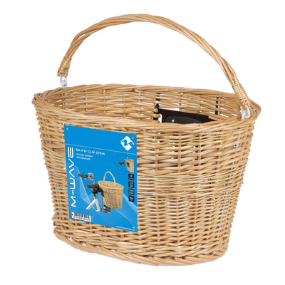 Panier Vélo Vintage Années 70 - Osier Plastique Tissé Fleurs - Blanc - Rétro Guidon
