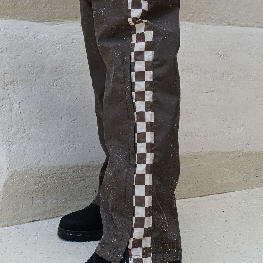 Pantalon de pluie Poule Party adulte  Damier Kaki vélo deperlant recyclé urbain ville pratique capuche style original 