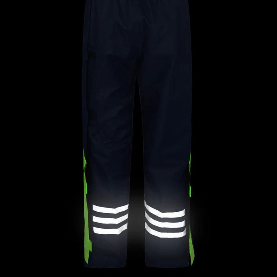 pantalon de pluie vélo urban circus bleu avec bandes réfléchissantes visible de nuit