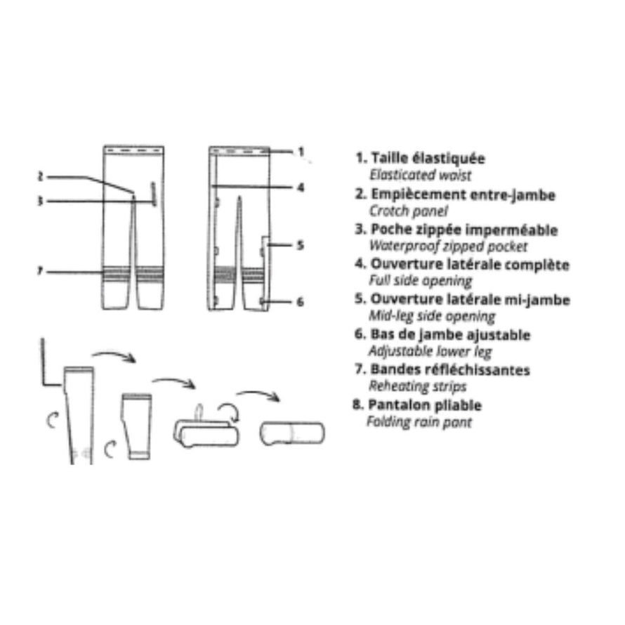 détails fonctionnels du pantalon de pluie vélo urban circus optimiste