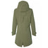 Dos de la parka pluie Mosse Basil pour femme en vert olive avec capuche et coupe ajustée