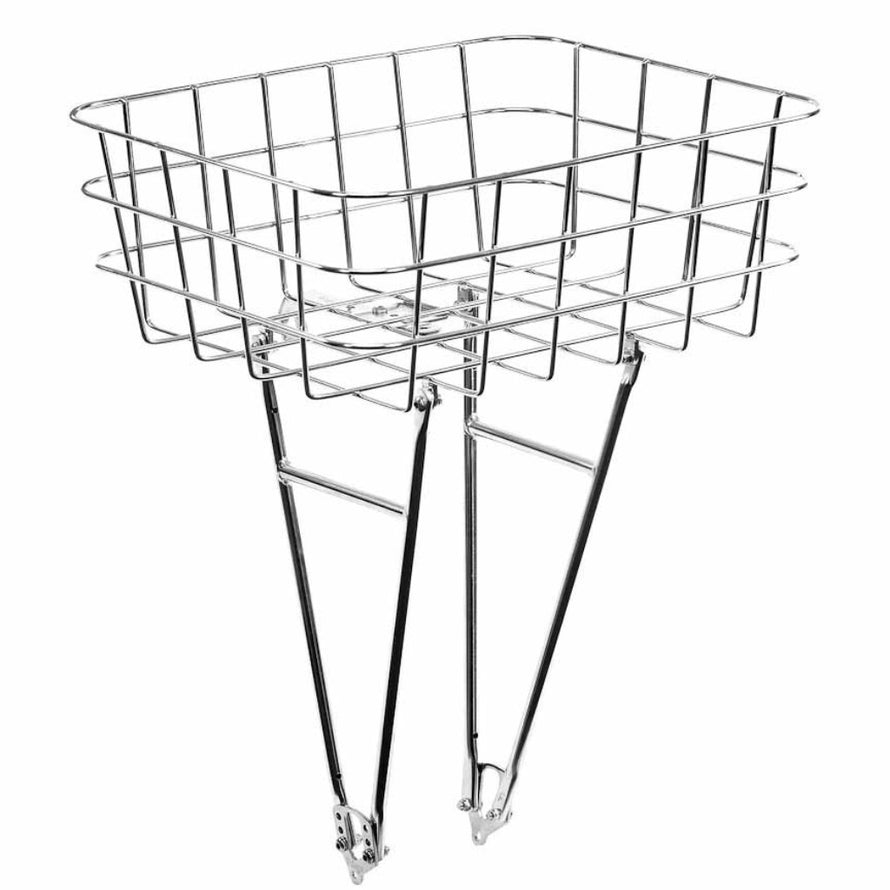 Pelago porte-bagages avant Rasket panier sur vélo acier poli vue détachée