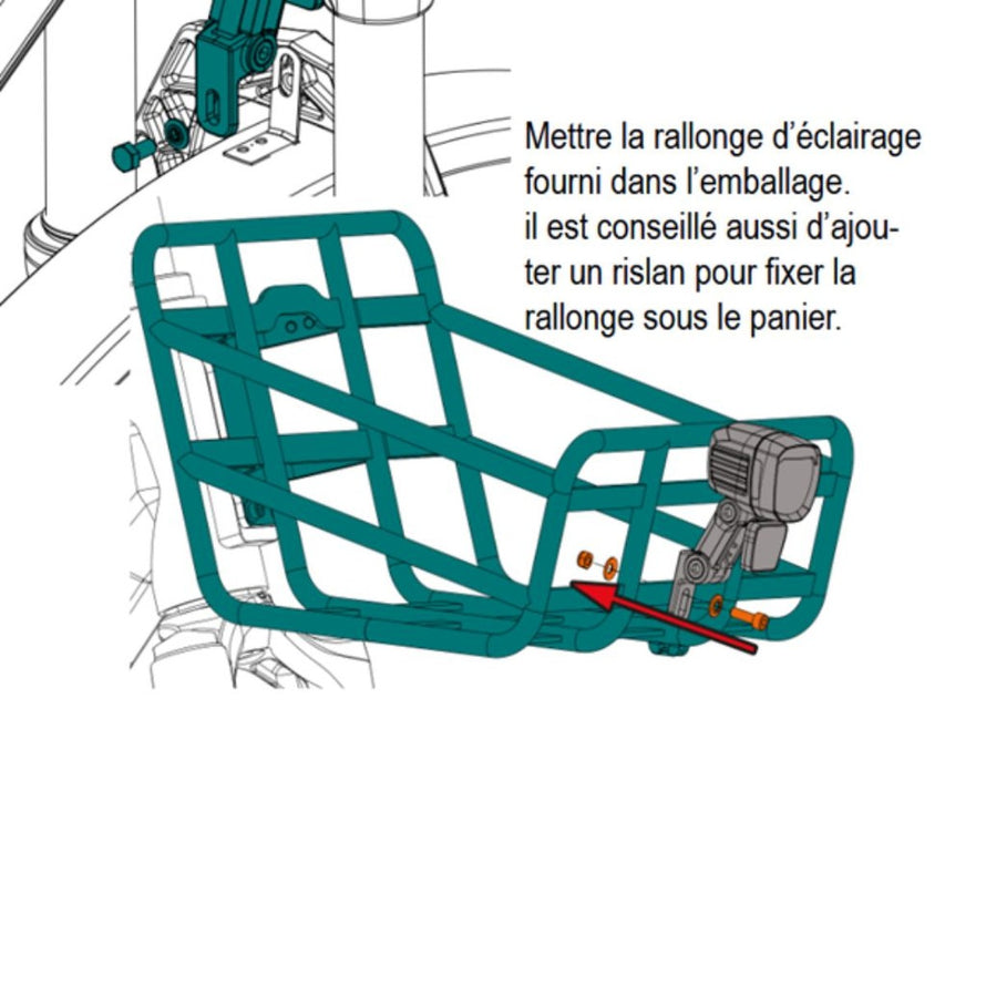 Extension cable eclairage pna pour porte-bagage avant velo modele nakamura, installation facile et securisee
