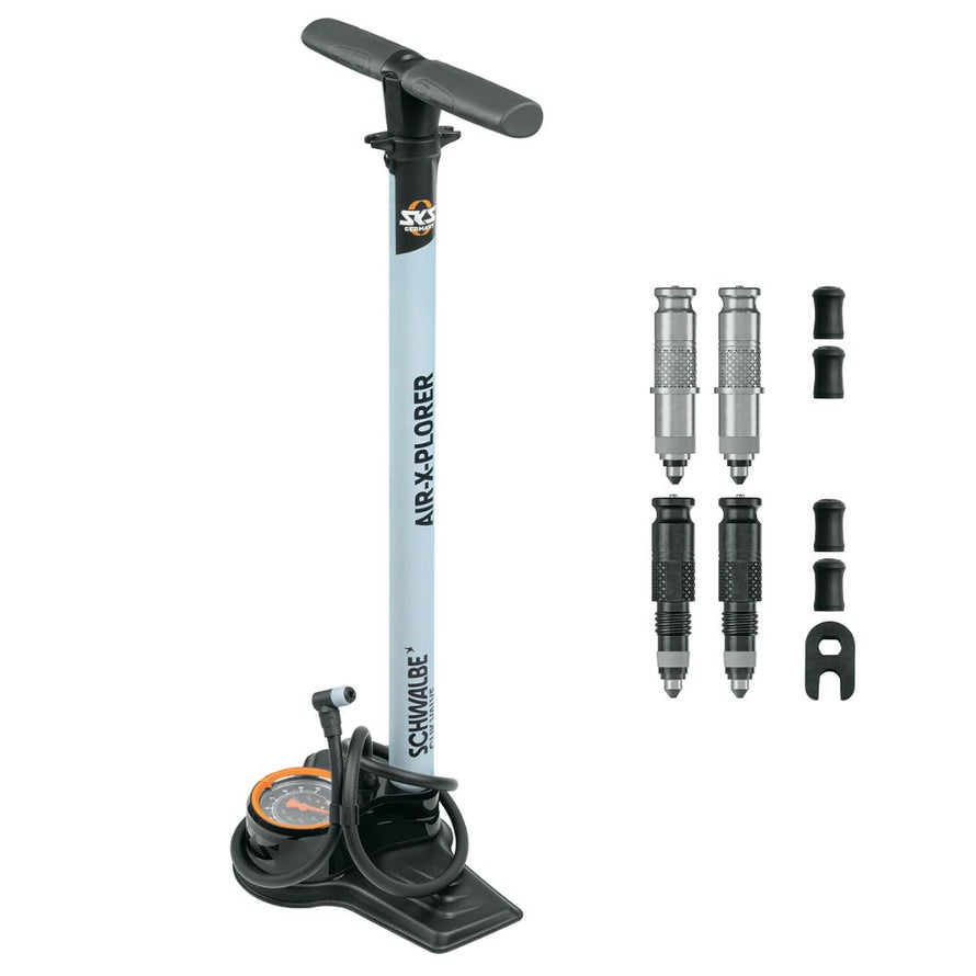 Pompe à pied pour vélo SKS Air-x-plorer pour Clik Valve, avec kit de conversion