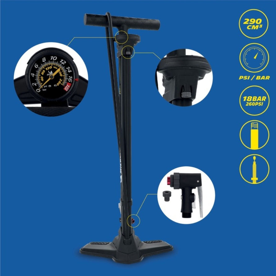 Pompe a pied velo Michelin Air Tank Tubeless avec compresseur et manometre pour un gonflage precis et rapide