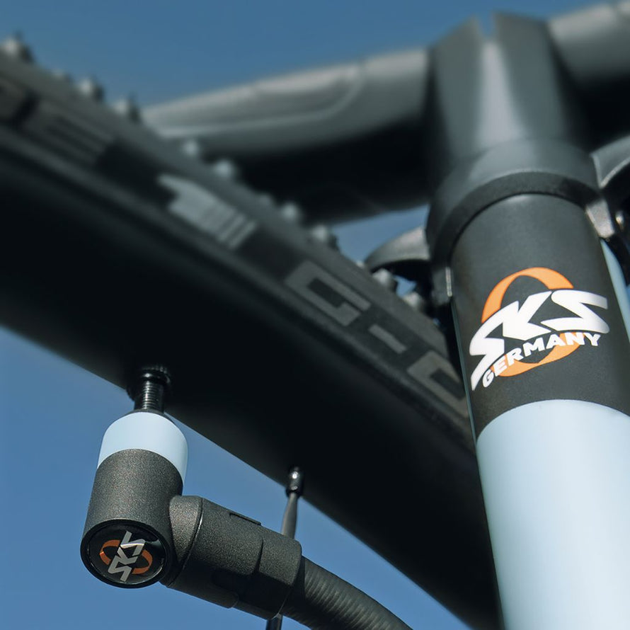 Pompe à pied pour pneus de vélo SKS avec tête de pompe Clic Tec pour les Clik Valve