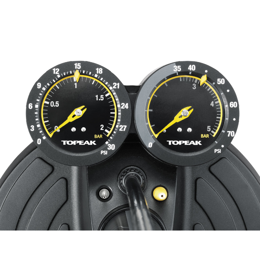 Pompe à pied Topeak Joe Blow Dualie 5 bars double manomètre