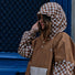 Poncho de pluie court Poule Party Damier Marron vélo urbain pratique unisexe coordonné élégant