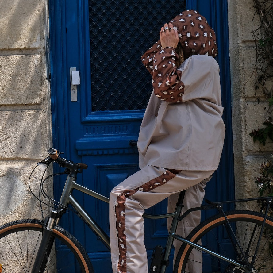 Poncho de pluie court vélo Poule Party Léopard déperlant imperméable polyester unisexe pratique écoresponsable moderne urbain