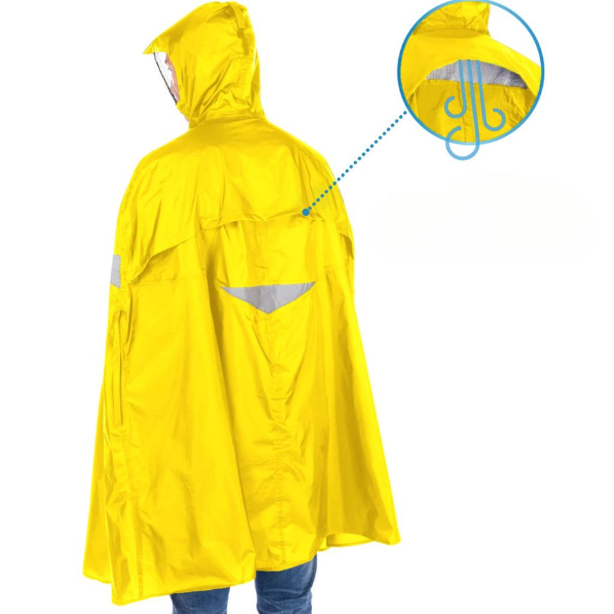 Poncho de pluie Hock pour cyclistes avec aération du dos et réflecteurs