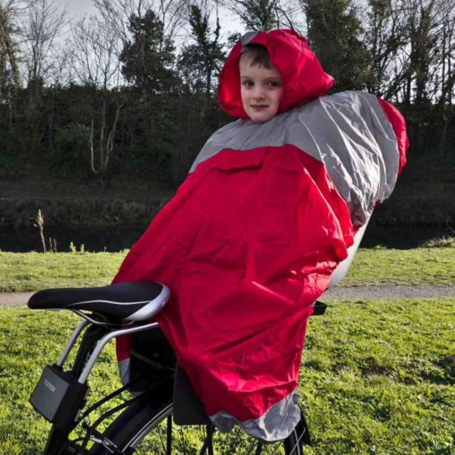 Poncho de pluie pour enfant sur siège vélo avec capuche et pochette de rangement R FLECT