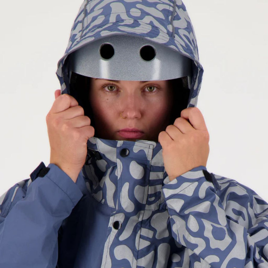 Protection du menton du poncho de pluie réfléchissant avec capuche pour vélo Romea Urban Circus kaki 