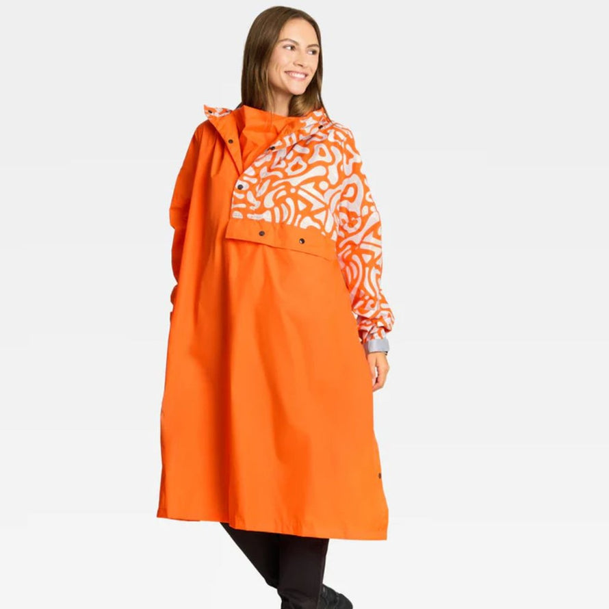 Poncho de pluie orange réfléchissant Urban Circus Romea pour vélo avec capuche et design moderne