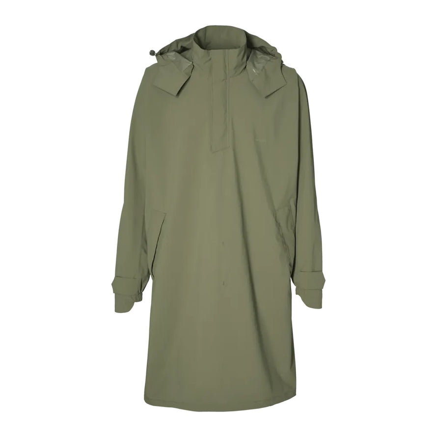 Poncho pluie vélo Basil Mosse unisexe kaki, coupe-vent et imperméable pour cyclistes urbains