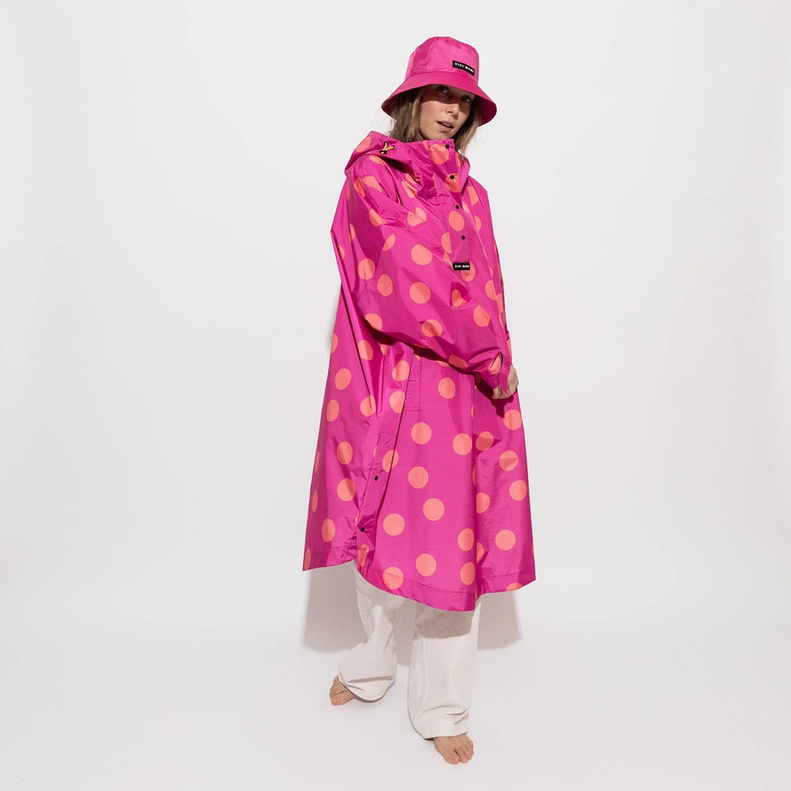 Poncho de pluie vélo Vivi Mari imperméable à pois rose pour femme, protection élégante et pratique en ville
