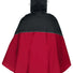 Vue arrière du poncho de pluie vélo Vaude Covero II rouge et noir avec liseré réfléchissant
