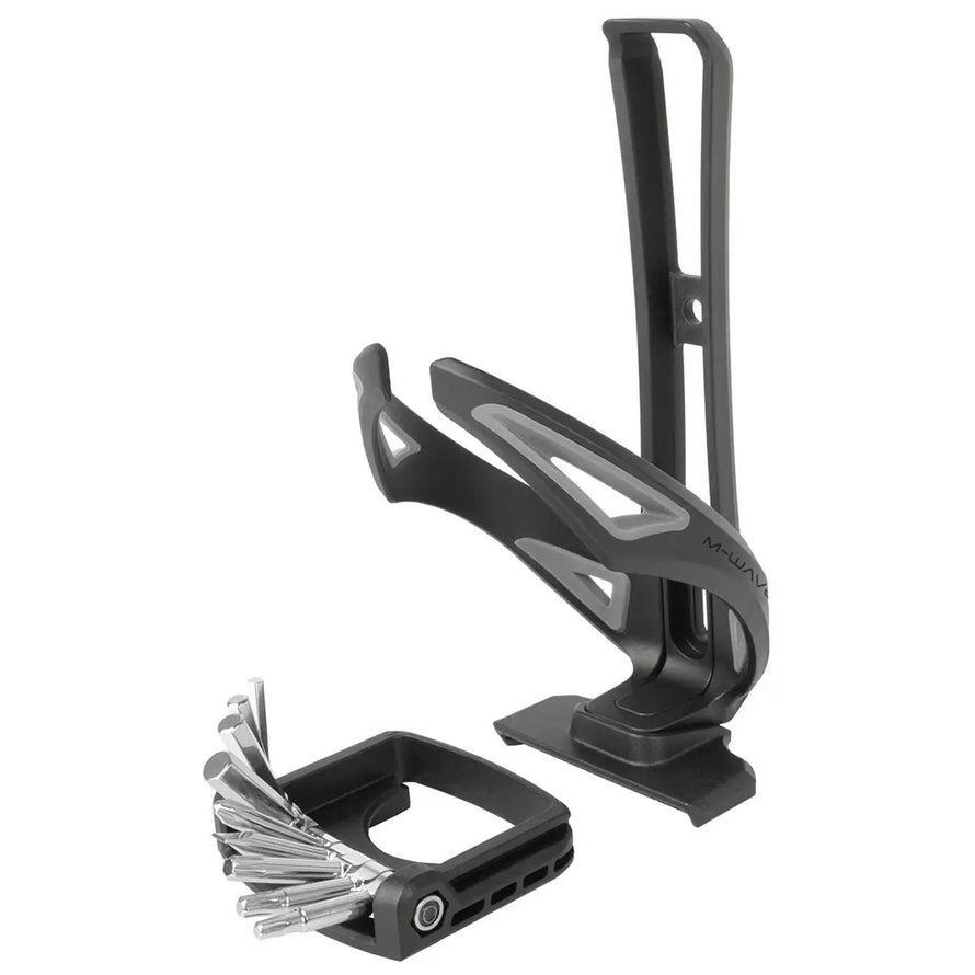 Porte-bidon vélo M-Wave avec outil multifonction 9 fonctions pour dépannage et entretien vélo pratique