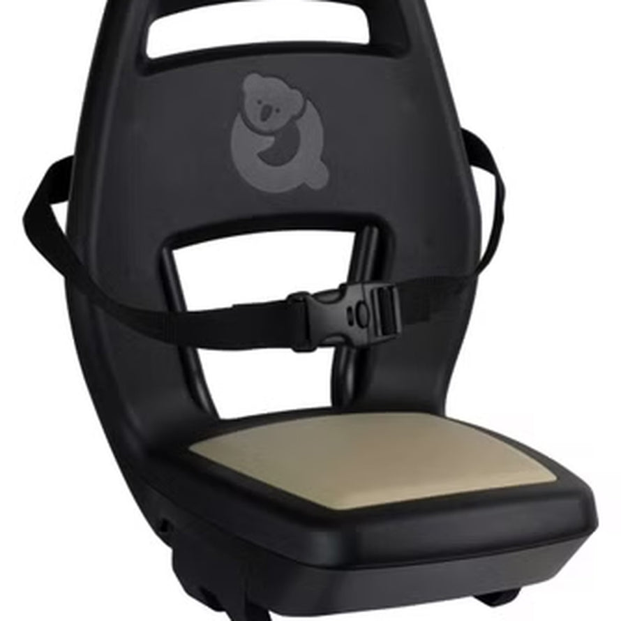 Siège vélo enfant junior 6+ Qibbel noir beige avec harnais de sécurité pour fixation arrière