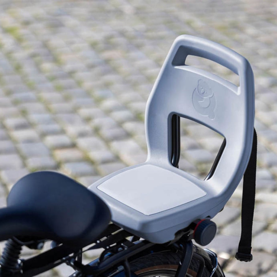 Qibbel siège vélo enfant junior 6+ en gris pour sécurité et confort sur porte-bagages arrière