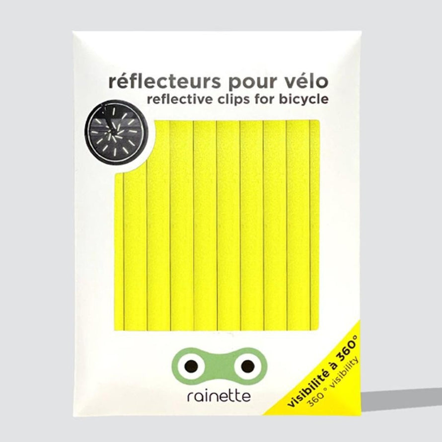 Reflecteurs jaunes pour rayons de velo Rainette 80 mm, lot de 12 pieces pour une securite optimale en ville