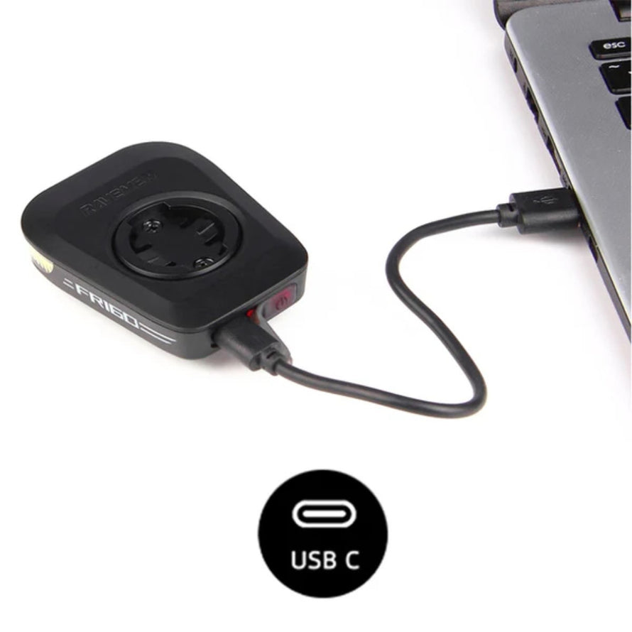 Eclairage avant Ravemen FR160 avec connectique USB-C, compatible supports Garmin et Wahoo pour vélo performant
