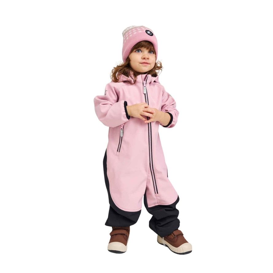 Combinaison softshell enfant Reima Mjosa rose et noir, chaude et résistante pour les aventures en plein air