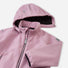 Combinaison softshell enfant Reima Mjosa rose avec capuche amovible, chaude et imperméable pour les activités outdoor