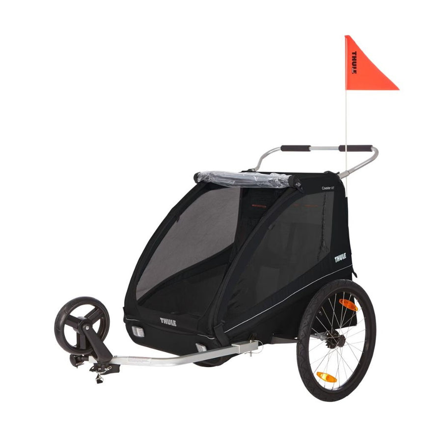 Remorque poussette Thule Chariot Coaster XT pour 2 enfants, sécurité et confort lors de vos sorties à vélo