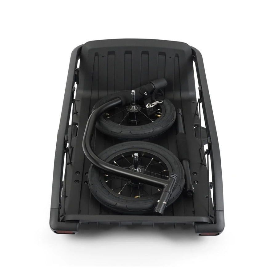 Remorque velo cargo Hamax Venture avec roues detachees pour un transport et rangement simplifies