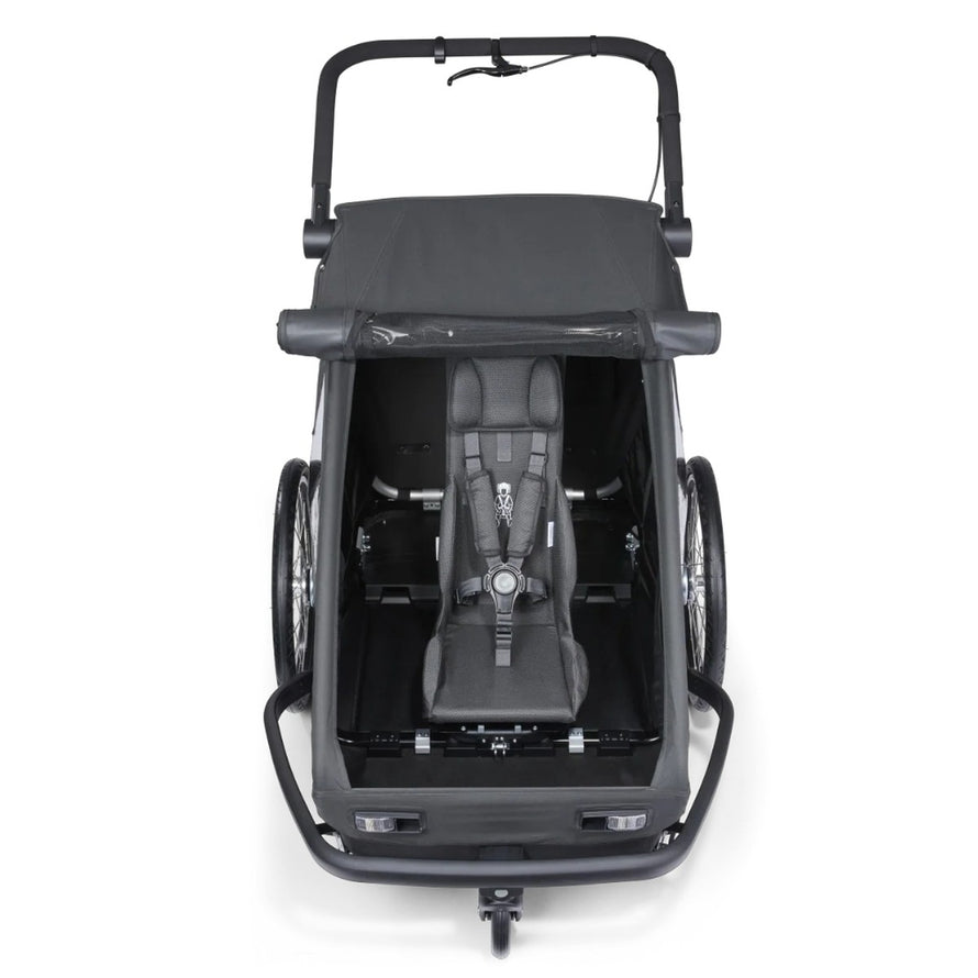 Remorque velo modulaire Yuuna Croozer avec siege ergonomique pour enfant, securite et confort garantis