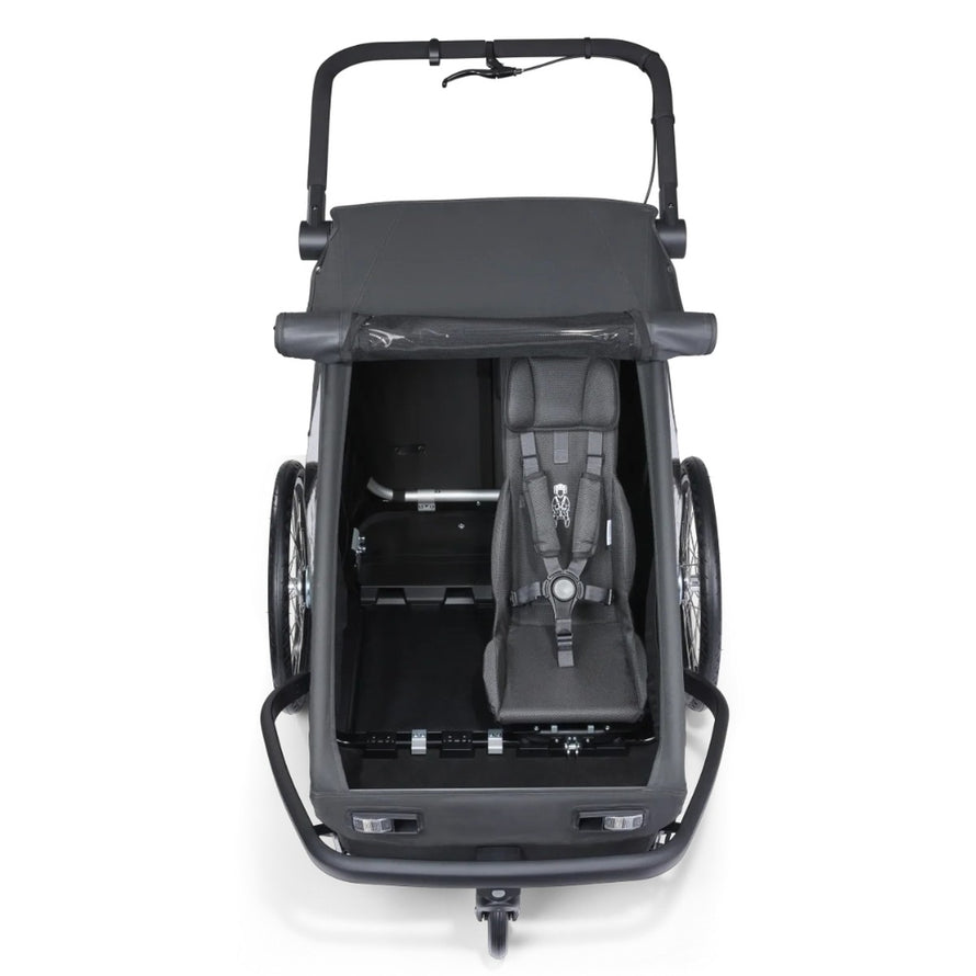 Remorque velo modulaire Yuuna Croozer avec siege enfant securise et systeme modulaire polyvalent