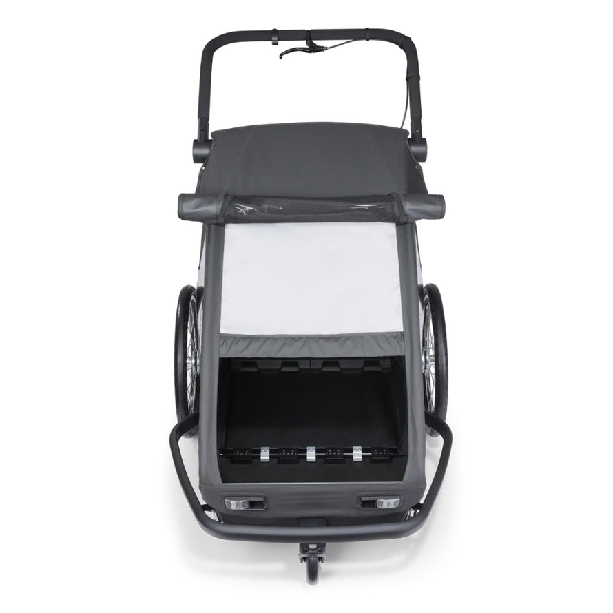 Remorque velo modulaire Yuuna Croozer vue avant pour transport enfant chien et cargo securise