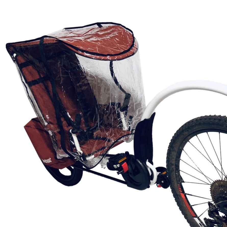 Remorque Weehoo pour le transport d'enfants à vélo avec toit et housse de protection pour la pluie