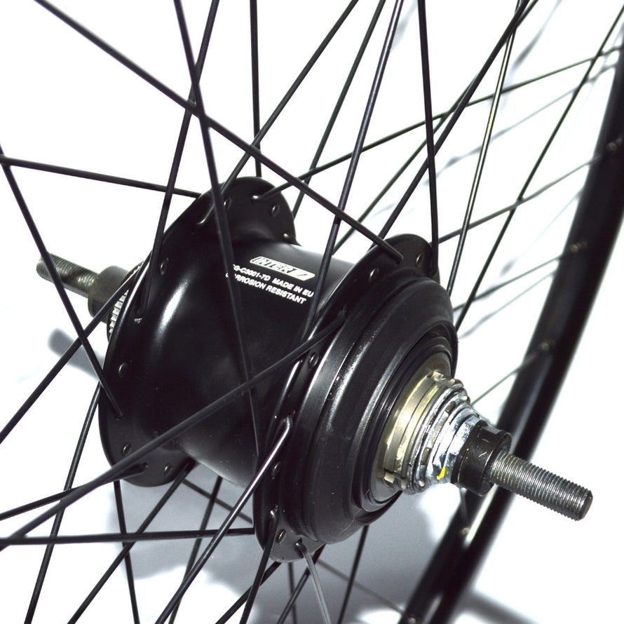 Roue arrière 28 pouces PNA Cycling avec moyeu Nexus 7 vitesses, freinage disque et serrage par écrous