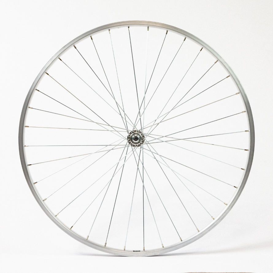 Roue vélo avant 700x21C 28 pouces argent avec axe plein 21-622