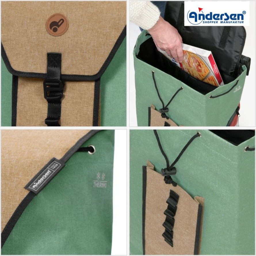 Tasche für Fahrrad-Einkaufswagen Andersen Shopper 50 l + 16 l isotherm
