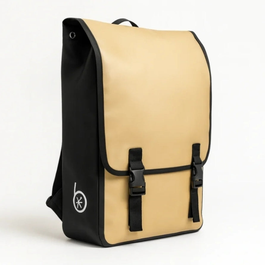 Sac à dos convertible Badawin Moh 25 L beige noir, idéal pour cyclistes urbains et déplacements quotidiens
