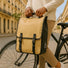 Sac à dos convertible vélo Badawin Moh 25 L beige noir, pratique et stylé pour les trajets urbains à vélo