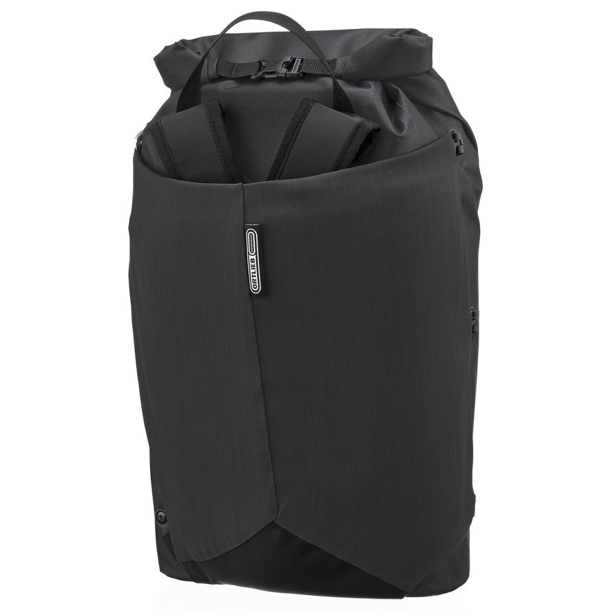 Sac à dos Ortlieb Vario Lite convertible en sacoche vélo noir avec filet de rangement
