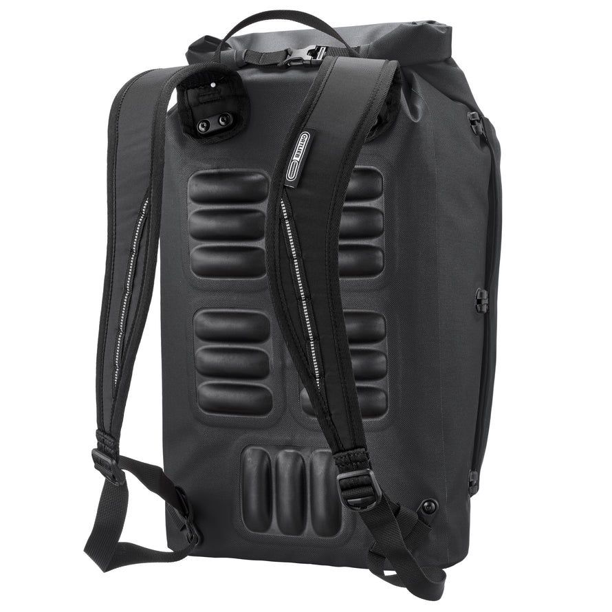 Sac à dos Ortlieb Vario Lite convertible en sacoche vélo noir avec poche zippée