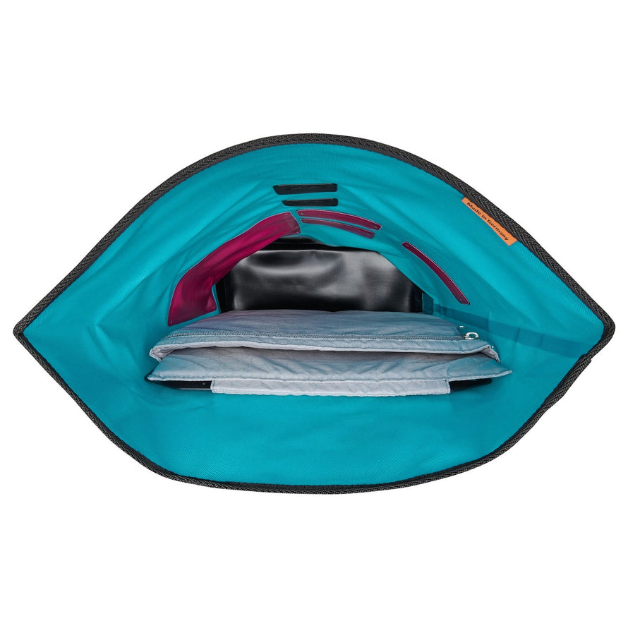 Sac à dos Ortlieb Commuter Daypack turquoise avec compartiments organisés, parfait pour cyclistes urbains