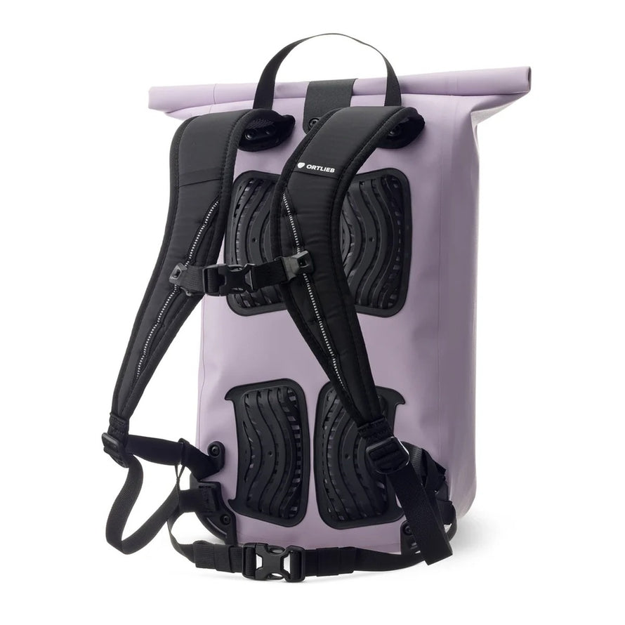 Sac à dos Ortlieb Velocity TIDURA strong 23L lavande avec dos ventilé et bretelles ajustables confortables