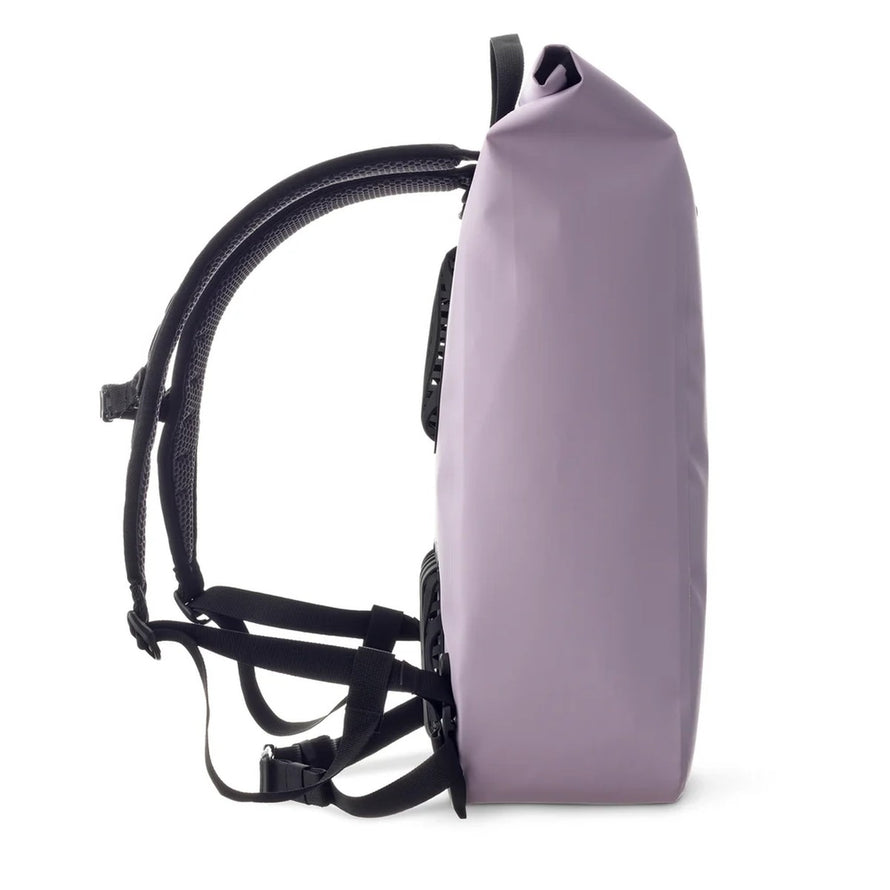 Sac à dos étanche Ortlieb Velocity TIDURA strong 23L lavande vue de profil avec bretelles ergonomiques