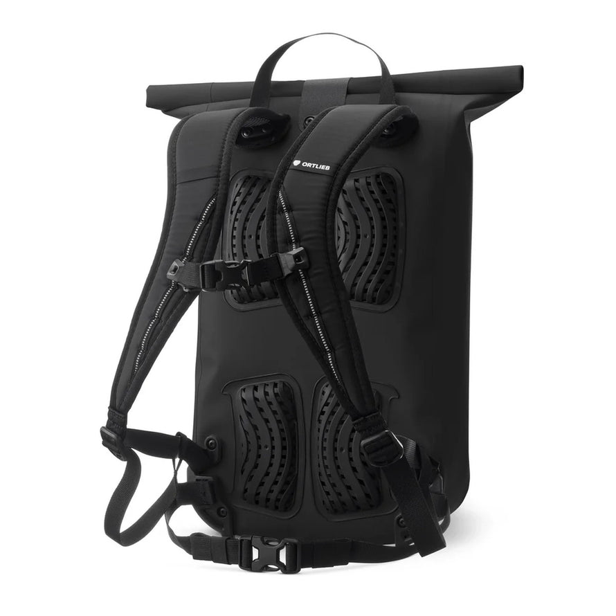 Sac à dos étanche Ortlieb Velocity TIDURA strong 23L noir avec bretelles rembourrées et ventilation dos