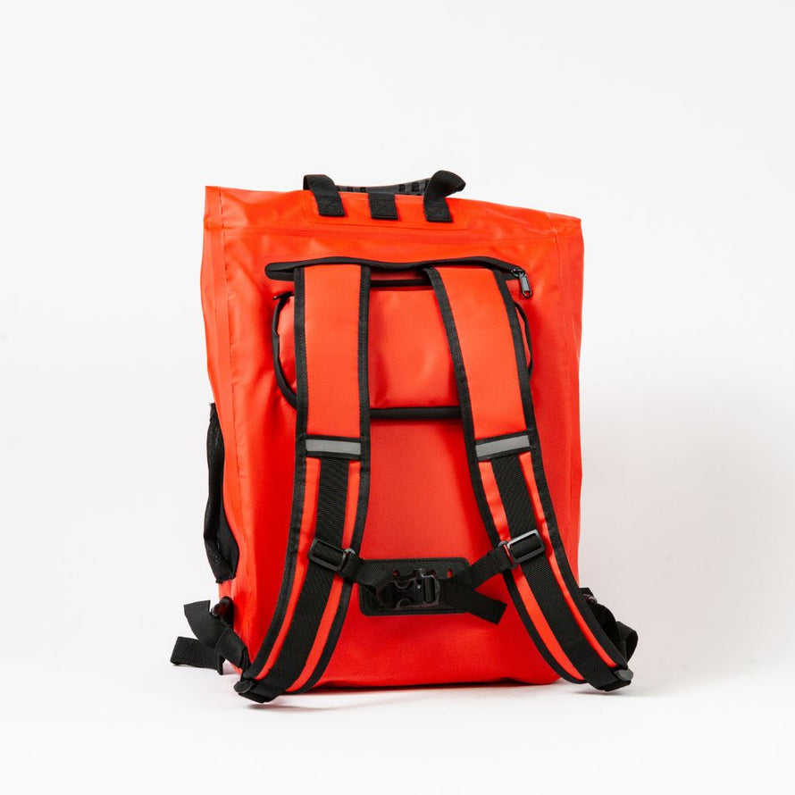 Bretelles rembourrées et sangles réglables du sac à dos convertible en sacoche vélo Badawin Ali 28 L rouge