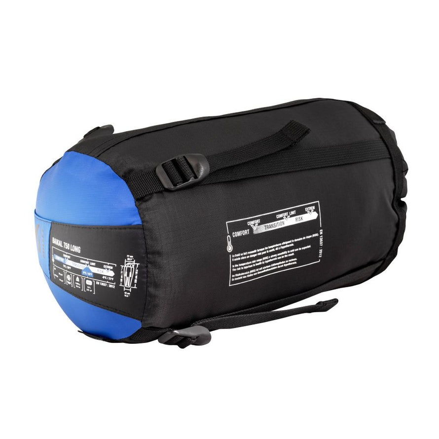 Sac de couchage Baikal 750 Millet bleu compact avec système de compression pour randonnée et camping