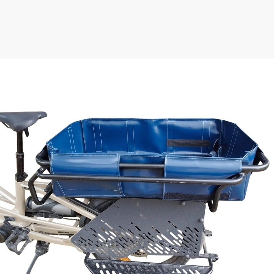Sac modulable Bacatail Suzonetsuzette bleu pour vélo Longtail, résistant et pratique pour transporter charges et animaux